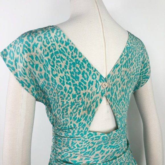 Tucker S Silk Cat's Bright Eye Leopard Print Dress - Picture 6 of 8